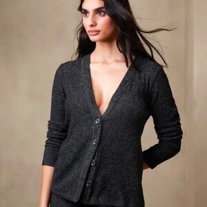 Banana Republic Marled Ribbed Cardigan Black Heather Size S